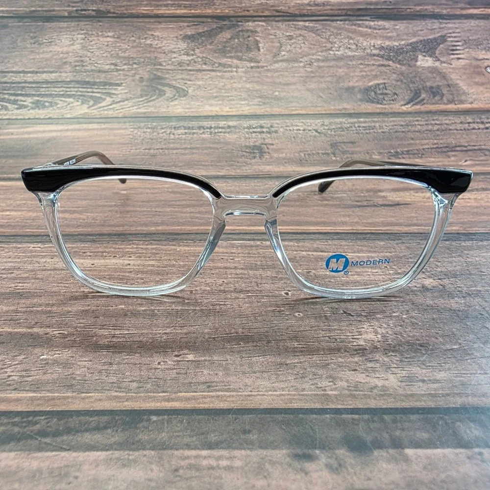 Modern‎ Welcome Eyeglasses Crystal Black Square Frame 49/19/140 Demo Lenses
